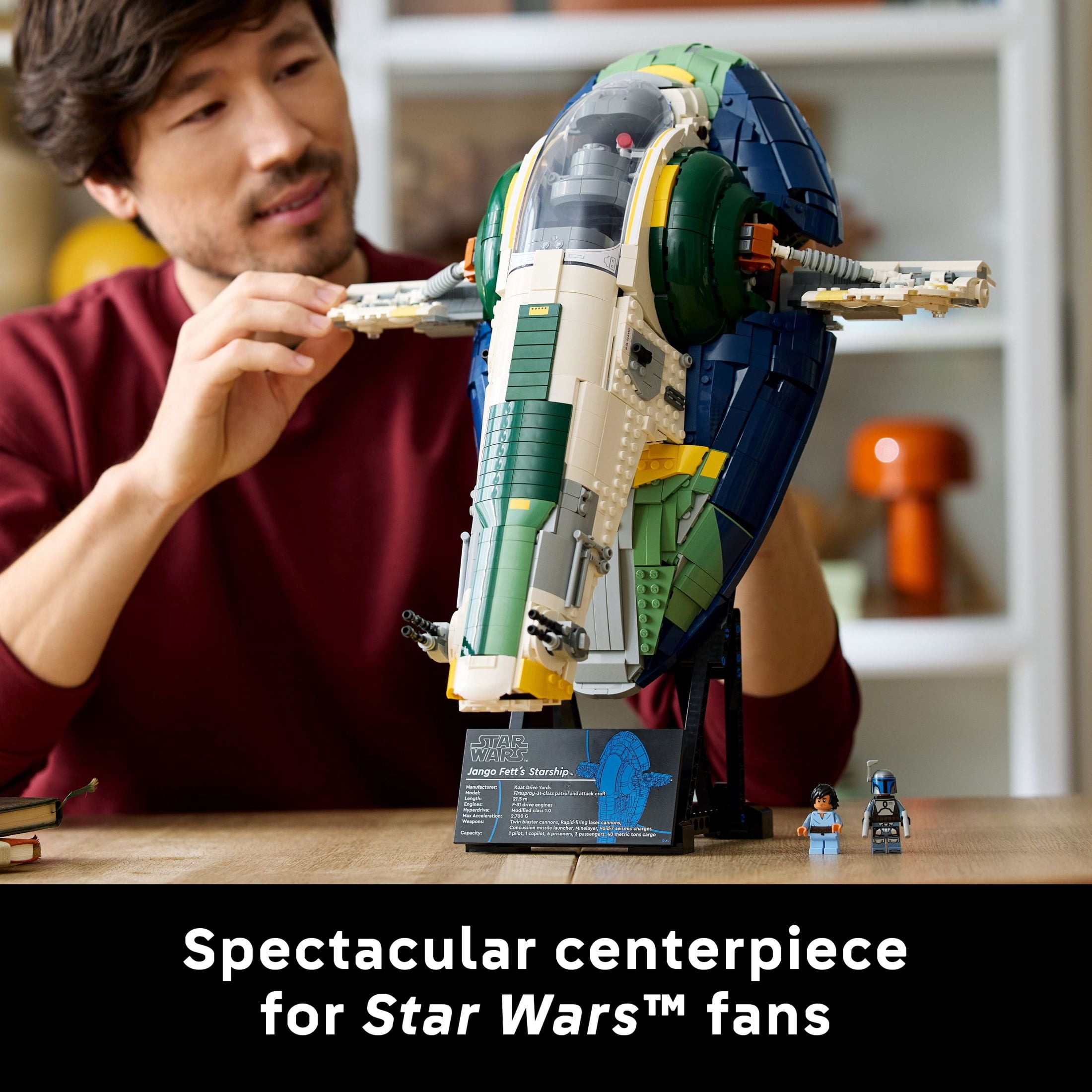 LEGO Star Wars Jango Fett’s Firespray-Class Starship Building Set for Adults - Attack of the Clones Collectible Model Kit and Room Decor - DIY Gift Idea for Men, Women, & Any Fans, Ages 18+ - 75409
