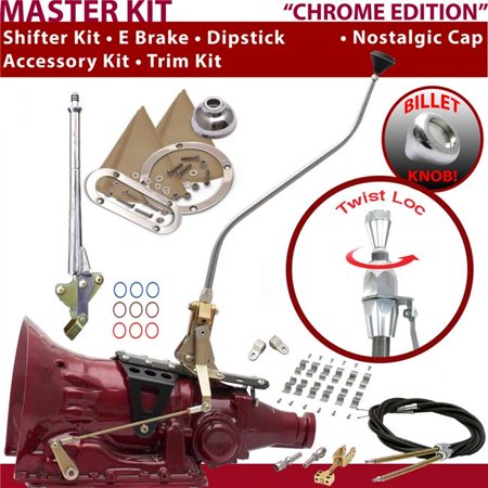 American Shifter TH200 Shifter Kit Chrome 23 in. Swan E Brake Cable Clamp Clevis Trim Kit Dipstick for F69AF