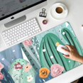 thumbnail image 4 of Extended Gaming Mouse Pad (31.5x11.8 in), Large Non-Slip Rubber Base Mousepad, Keyboard Mouse Mat Desk Pad for Work, Game - Cactus Succulents Pink White Yellow Flowers Pattern, 4 of 6