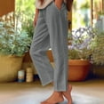 thumbnail image 2 of Summer Pants for Women Daily Elastic Waist Workout Trousers Solid Long Pants Loose Casual Pockets Trousers Casual Petite for Women Work Wind Girls Yoga Womens Lined Grey S, 2 of 5