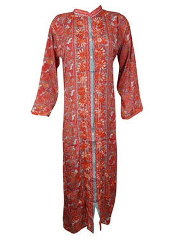 Women's Printed Long Tunic Caftan Red Tunic