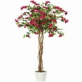 thumbnail image 1 of Árbol Artificial de Buganvilla de 5 pies, Árbol Falso Alto con Tronco de Madera y Flores Rosadas para Interior, 1 of 7