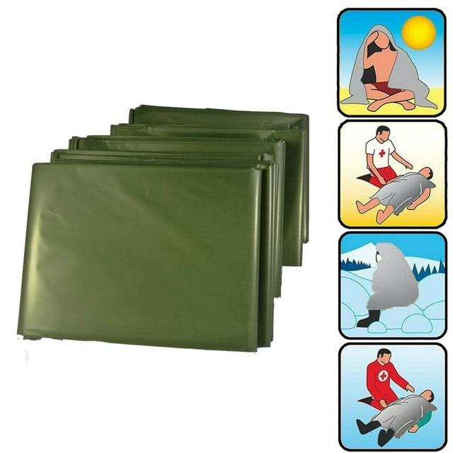 Lot de 4 Couvertures d'Urgence Ultralégères Réutilisables en Mylar, Couverture Thermique d'Urgence pour Plein Air, Camping, Randonnée, Survie
