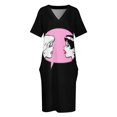 thumbnail image 4 of Vestido retro holgado con bolsillos y pegatinas gráficas para mujer, vestido de moda para mujer, vestidos de noche, 4 of 7