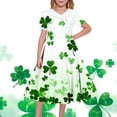 thumbnail image 2 of SBYOJLPB Robe Imprimée pour la Saint-Patrick, Robe de Récital Scolaire pour Filles, Manches Courtes, Robe d'Été Extensible, Ligne A avec Col Rabattu, 2 of 5