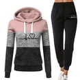 thumbnail image 6 of 2 Pcs/Set Fall Winter Hoodie Pants Set Printed Colorblock Drawstring Patch Pocket Top Drawstring Elastic Waist Ankle-banded Trousers Lady Tracksuit Sport Outfit, 6 of 7