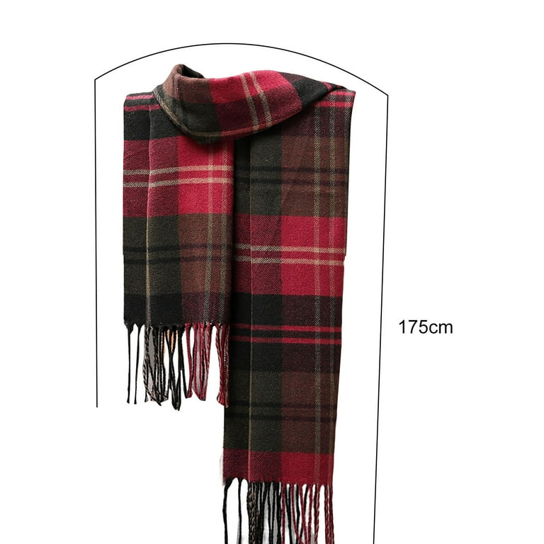 Men Scarf British Style Classic Plaid Fringed Tassels Soft Keep