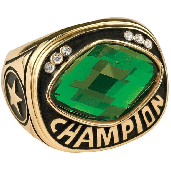 Express Medals Champion Green MVP All Star Trophy Ring in Sizes 6 to 15 with Award Display Stand Case and Neck Display Ball Style Chain 11