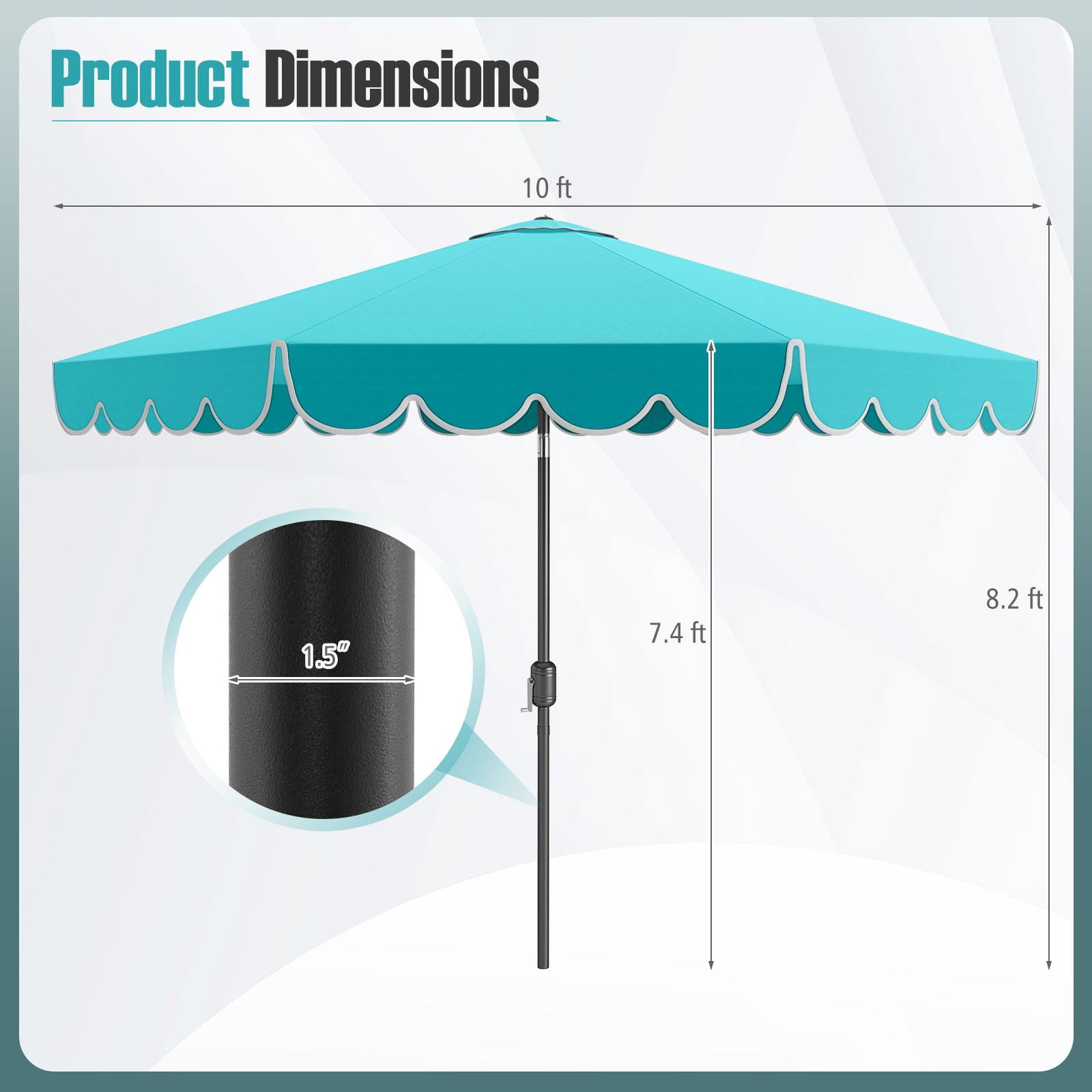 10 Feet Ruffled Patio Umbrella Outdoor Market Umbrella with Crank and Tilt Function