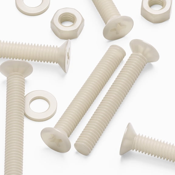 50 x Nylon Countersunk plastic machine screws, M4 x 30mm, Plastic Bolts, Nuts & Washers, (5/32 x 1 3/16 in)