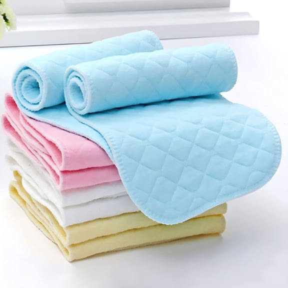 QARUN 10 Pack Baby Eco Cotton Diapers, Multiple-Use Reusable Three-layer Natural Cloth Diaper for Baby