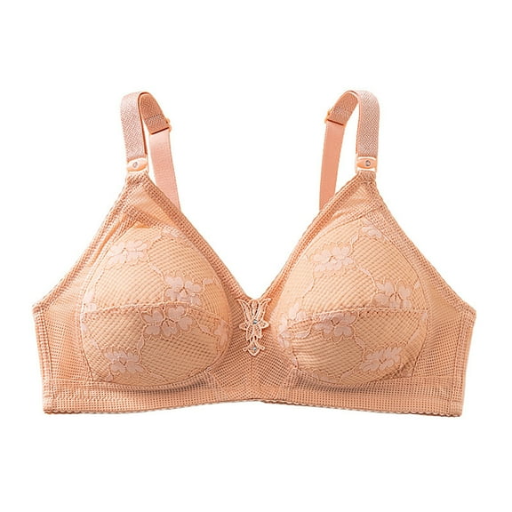Itsame Veryday Bralette for Women Seamless Bra Solid Color Back Buckle Push-Up Bra Nursing Bras Beige Size L