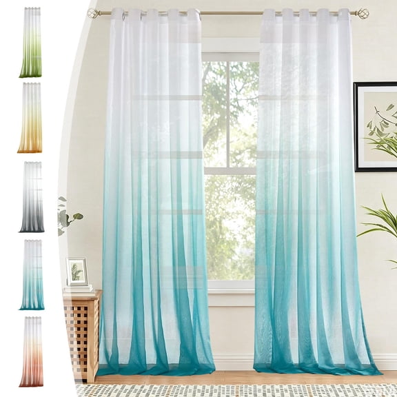 Sheer Curtains, Light Filtering Ombre Curtains, Polyester Voile Drapes for Living Room Balcony Bedroom