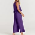 thumbnail image 5 of JINMGG Two Piece Outfits Women, 2026 Fashion Fall 2PC Fashion Woman Round Neck Solid Sleeveless Blouse +Loose Pockets Pants Sets Purple S, 5 of 9
