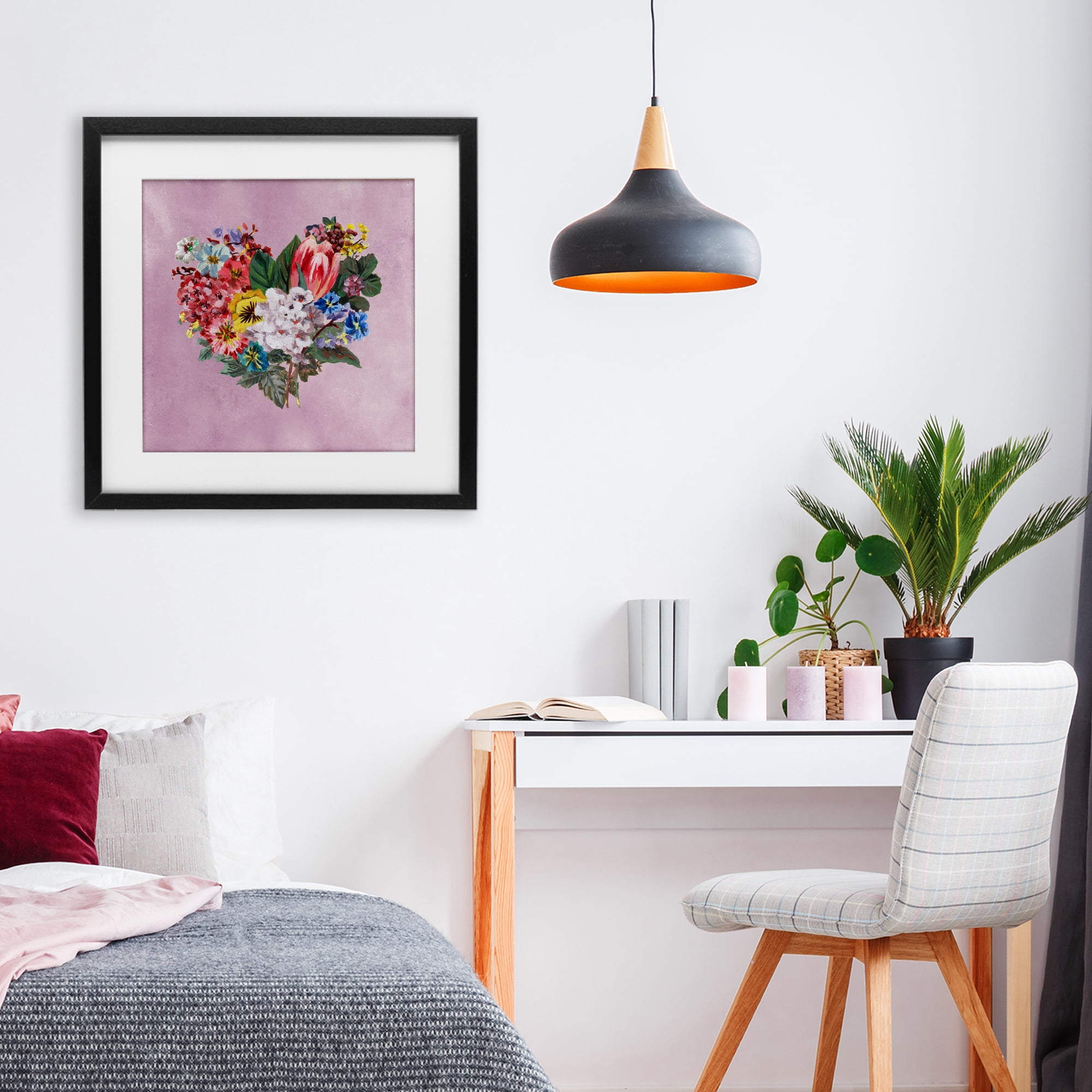 Stupell Industries Heart Shaped Garden Blooms Black Framed Print Under Glass, design by Melissa Wang
