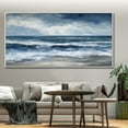 thumbnail image 4 of Original Sea Landscape Oil Painting Large Wall Art Abstract Blue Sky Wall Art Gray Beach Wall Art Modern Living Room Wall Home Decor,Unstretched,Frameless,(51*102cm)20*40Inches, 4 of 5