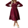 thumbnail image 1 of Long Sleeve A-Line Dress with Ruffled Hem for Women Maternity, 1 of 9