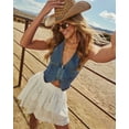 thumbnail image 5 of Women'S Denim Zip Up Vest Deep V Neck Sleeveless Asymmetrical Hem Slim Fit Summer Crop Jean Tank Tops Denim Blue M, 5 of 9