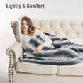 thumbnail image 2 of GONUES Electric Throw Shawl, 50x60, Soft Imitation Carved Rabbit - Hair Striped, Gray and White, 2 of 8