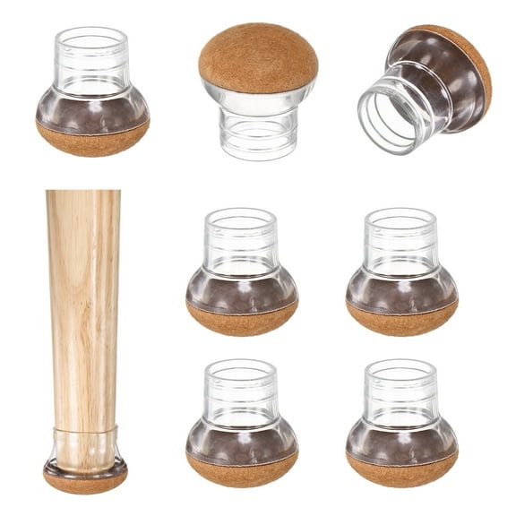 Uxcell 8 Pack Chair Leg Floor Protectors Fit 0.78"-1" Silicone Cups Round Felt Furniture Pads for Chair Leg Covers