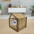 thumbnail image 3 of Vintage Pet House, Faded Watercolor Effect Print with Arts and Crafts Inspired Curled Leaves, Outdoor & Indoor Portable Dog Kennel with Pillow and Cover, 5 Sizes, Caramel and Beige, by Ambesonne, 3 of 5