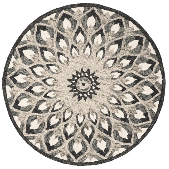 SAFAVIEH Novelty Rosalin Geometric Area Rug, Charcoal/Ivory, 3' x 3' Round