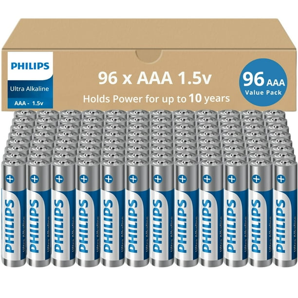 Paquete de 96 Pilas AAA PHILIPS 1.5V Ultra Alcalinas de Larga Duración