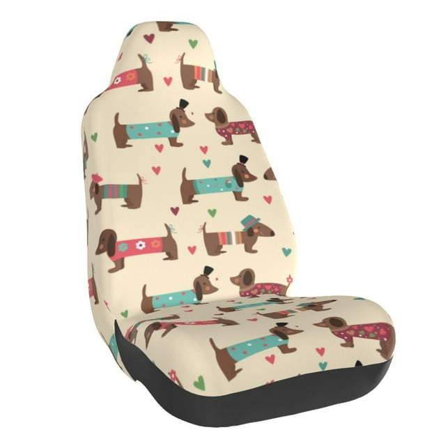 Lsque Dachshund Dog Puppy Pattern Car Seat Covers for Front Seats , Waterproof Seat Covers for Cars, Sporty Front Seat Covers,Car Seat Cover Protector Front Seats
