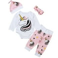 thumbnail image 3 of Newborn Baby Girls Little Sister Outfits Romper Playsuit Tops + Long Pants + Hat + Headband 4Pcs Clothes Set, 3 of 13