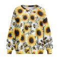 thumbnail image 4 of Xoenoiee Sunflower Bee Print Womens Oversized Sweatshirts Crew Neck Pullover Long Sleeve Tops with Pockets Split Fall Fashion Outfits 2025 Clothes, Size S, 4 of 7