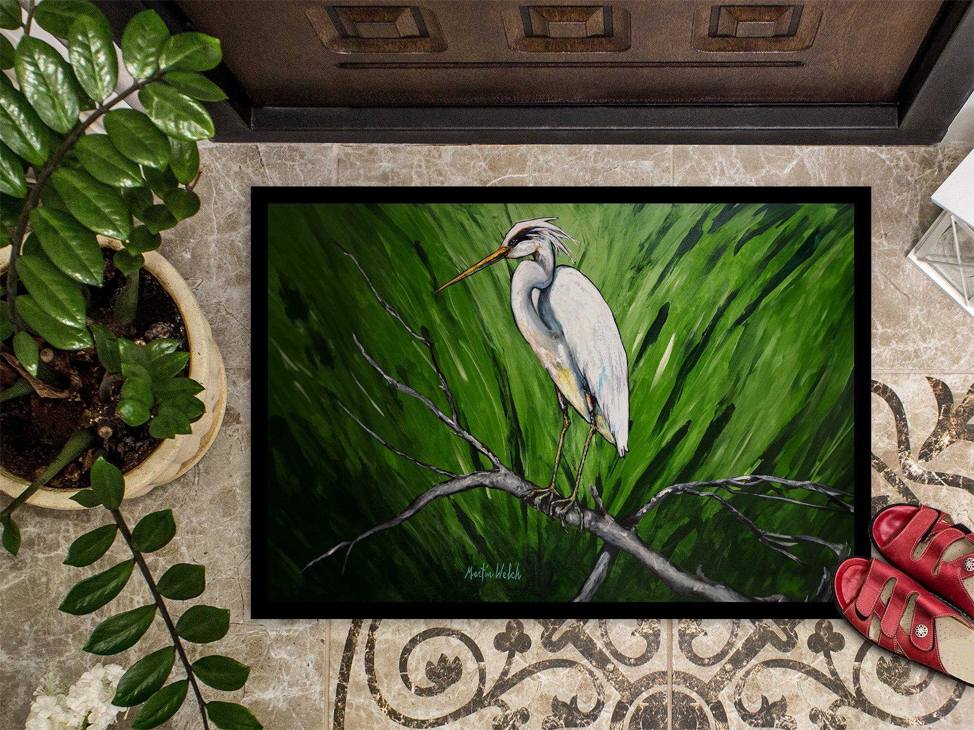 Carolines Treasures MW2105MAT 18 x 27 in. Heron on A Limb Doormat