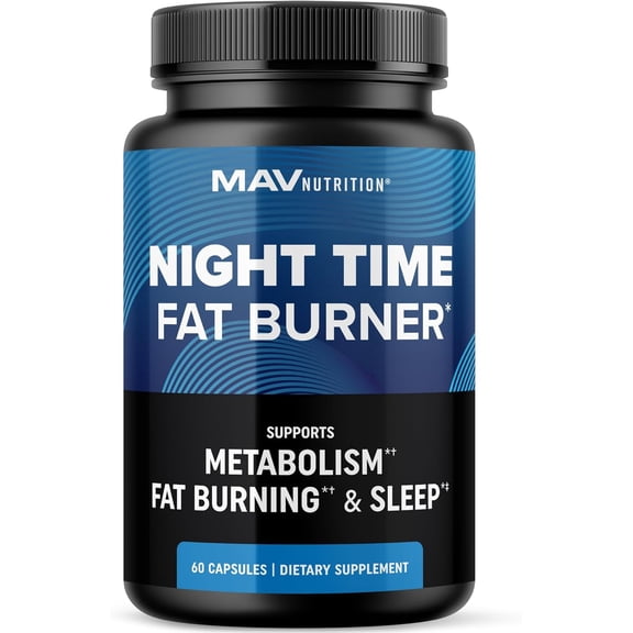 MAV Nutrition Nighttime Fat Burner and Appetite Suppressant, Melatonin & L-Theanine Botanical Blend, 60 Capsules