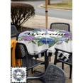thumbnail image 5 of Outdoor Tablecloth with Umbrella Hole for Patio/Picnic/Party/Camping, Hydrangea Wreath Waterproof Table Cloth Square Cover Washable, Spring Watercolor Floral Botanical Black Plaid (60"x 60"), 5 of 8