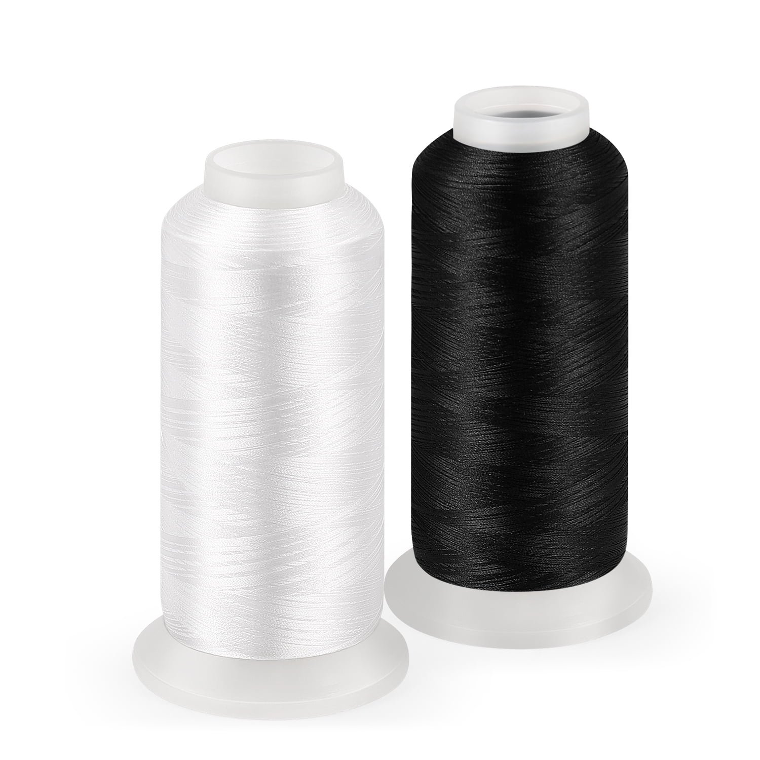 Black And White Polyester Large Embroidery Machine Thread Spool Kit 5000 Yard (4570M) 60 wt Weight for Brother Sewing Machines, Singer, Babylock Serger, Janome, Husqvarna, Embroidery Supplies