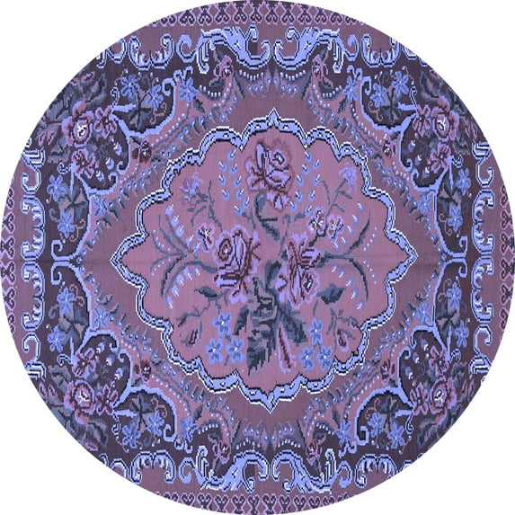 Ahgly Company Indoor Round Medallion Blue French Area Rugs, 6' Round