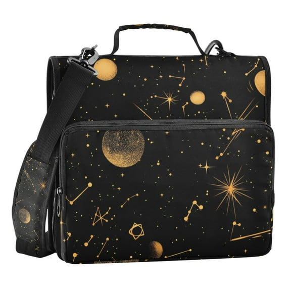 ALAZA Zipper Binder Galaxy Moon Boho Star 3 Ring Trapper Keeper File Folder Organizer Bag