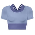 thumbnail image 5 of DAFEI Workout Tank Tops for Women Side Ruched Short Sleeve High Neck Crop Top Summer Athletic Gym Shirts, 5 of 5