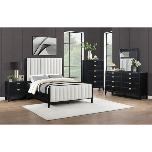 Brookmead 5-piece Upholstered Cal King Bedroom Set Black