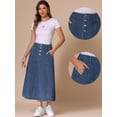 thumbnail image 2 of DARING DIVA Women's High Waisted A-Line Frayed Midi Skirt with Pockets XS Blue, 2 of 6