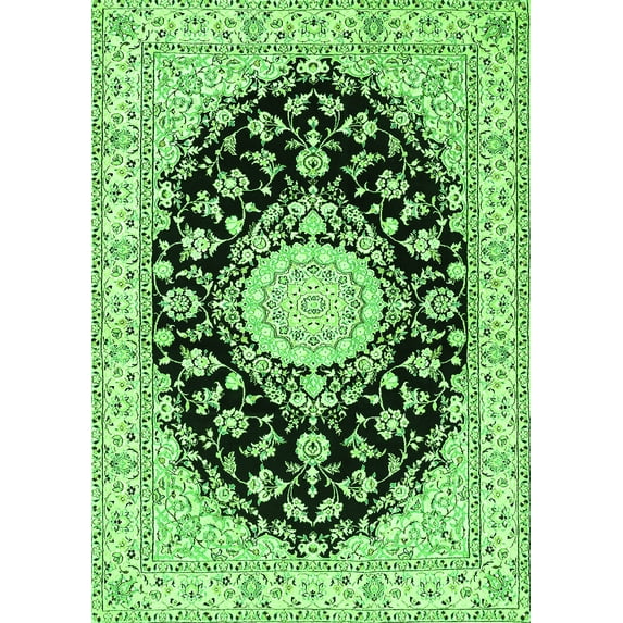 Ahgly Company Indoor Rectangle Medallion Green Traditional Area Rugs, 4' x 6'
