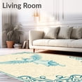 thumbnail image 2 of ODIKA 6'x9' Machine Washable Non-Slip Area Rug, Vintage Inspired Holiday with Angelic Figures and Decorative Swirls High Traffic Rug, Blue, 650420, 2 of 7