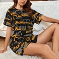 thumbnail image 4 of Wukai Yellow Excavator Women's Pajama Set,Short-Sleeve Top and Shorts with Elastic Waistband and Pockets for Loungewear, Yoga, and Casual Wear-3X-Large, 4 of 8