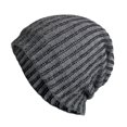 thumbnail image 3 of Holzkary Winter Hats for Men Women Fleece Lined Beanie Warm Cuffed Soft Knit Outdoor Skull Cap Stripe Hat Winter Plus Velvet Hat Outdoor Cycling Warmth Unsix Hood Ski Hat Grey One Size, 3 of 4