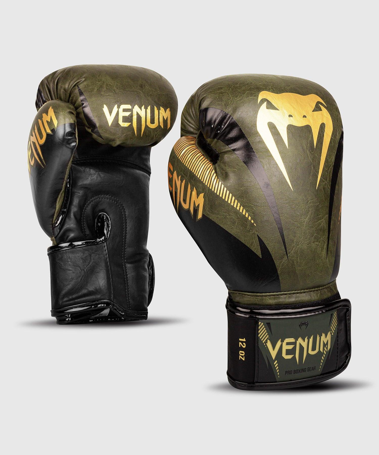 Venum Impact Boxing Gloves Khaki Gold Thai Boxing Kickboxing Training Sparring 