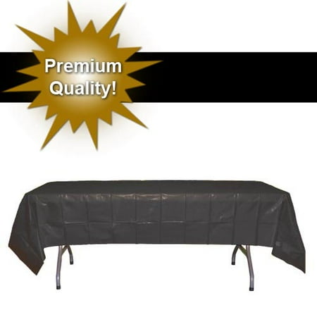Photo 1 of *Premium* Black Plastic Table Cover - 54 in. x 108 in. Disposable Tablecloth