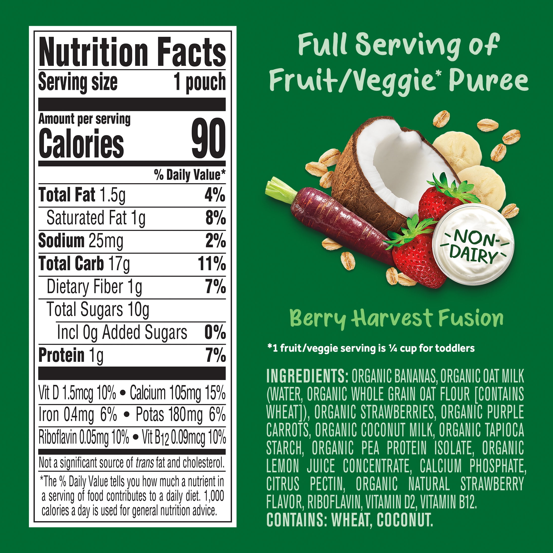 Gerber Toddler Baby Food, Berry Harvest Fusion Puree, Non-Dairy , 3.5 oz 3.5 oz