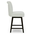 thumbnail image 6 of CHITA 26 in Upholstered Swivel Counter Bar Stools with Back&Wood Legs Set of 2, Faux Leather in White, 6 of 9