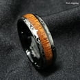 thumbnail image 3 of Tungsten Rings for Men Wedding Bands for Him Womens Wedding Bands for Her 8mm Black Koa Wood Inlay Dome Flower Design, 3 of 6