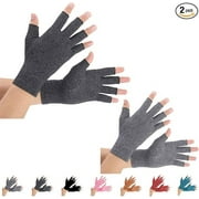 2 Pairs Arthritis Gloves, Compression Gloves for Men and Women (M, Black+Gray)