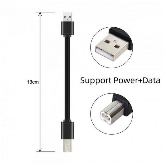 JSER 13cm USB 2.0 Type-A Male to Type-B Male Male Data Flat Slim FPC Cable for Scanner Disk Printer